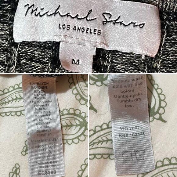 Michael Stars Black Marled Balloon Sleeve Heathered Polly Knit Square Neck Top M - Picture 12 of 13